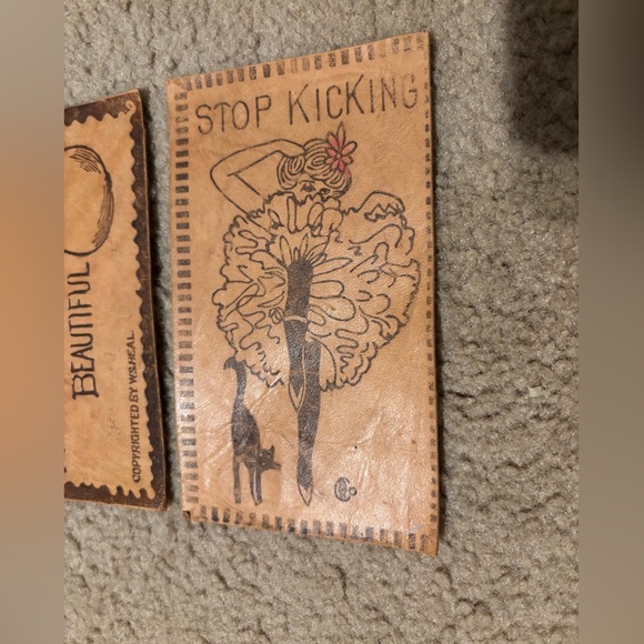 3 Leather Vintage Postcards- Benjamin Franklin Green Error Cut Stamps (used) ￼ - Picture 6 of 12